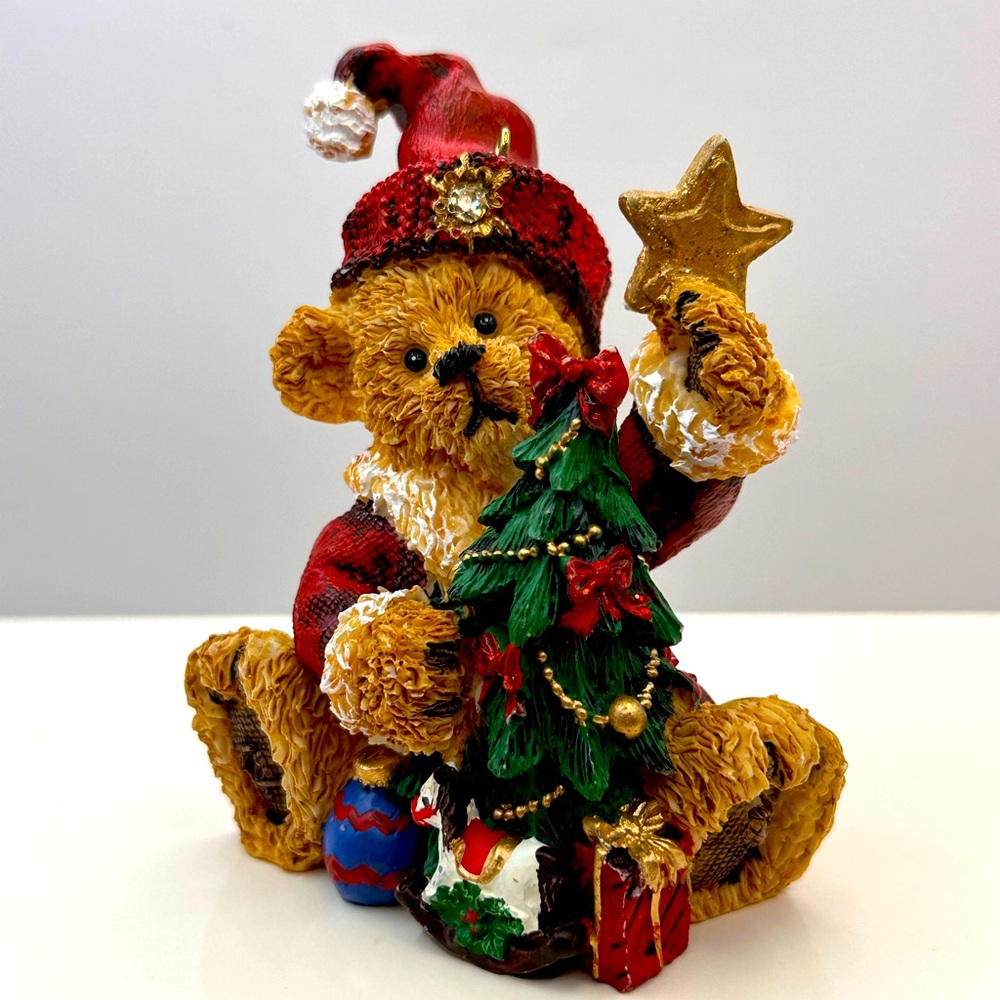 Vintage Santa Teddy Bear Christmas Tree Decoration 3.5" Hanging Figure Ornament